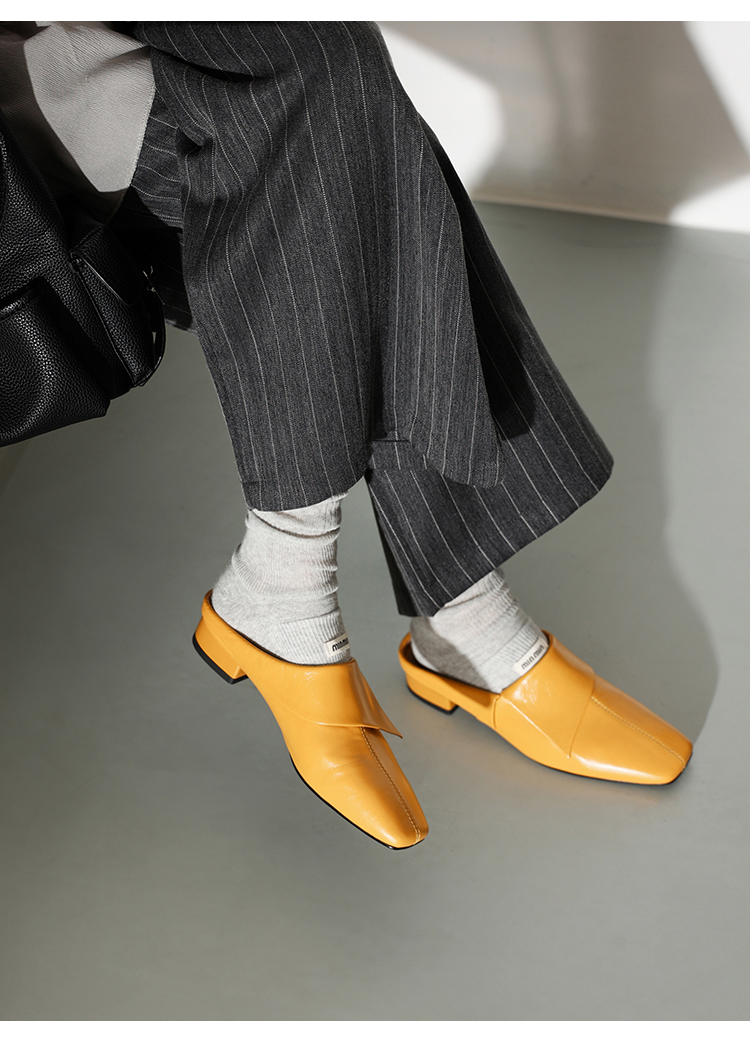 Cowhide Slip-On Mules – Lemon Yellow Detail, Sarah Express