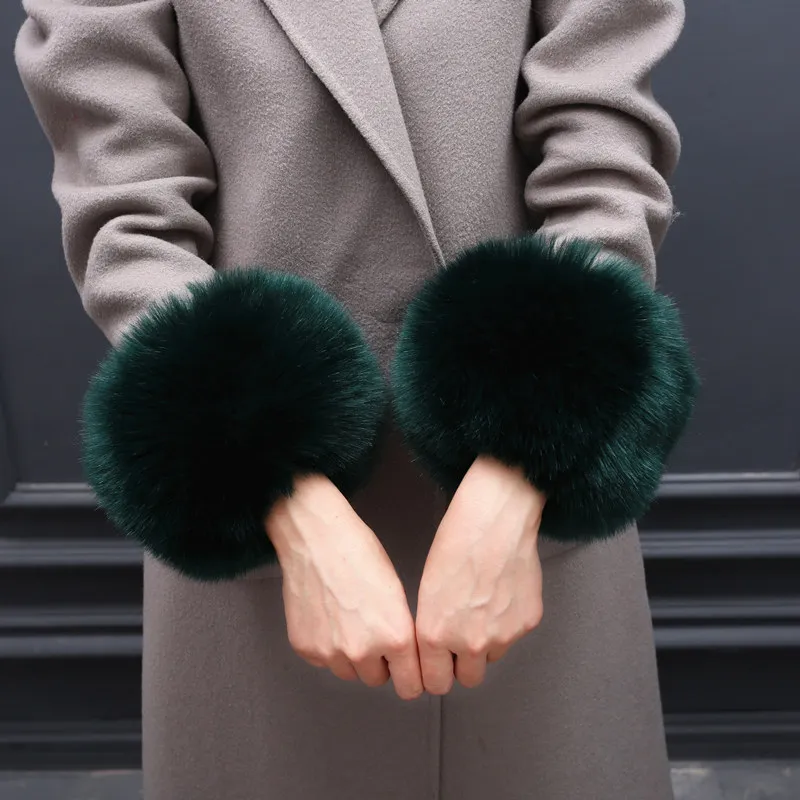 Faux Fur Fox Cuffs Plush Down Jacket Big Artificial Hand Cuffs - 18 Style