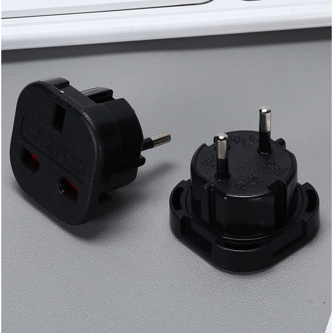 UK To EU Euro Europe European Travel Adaptor Plug 2 Pin Adapter---Black-10PCS — image 10