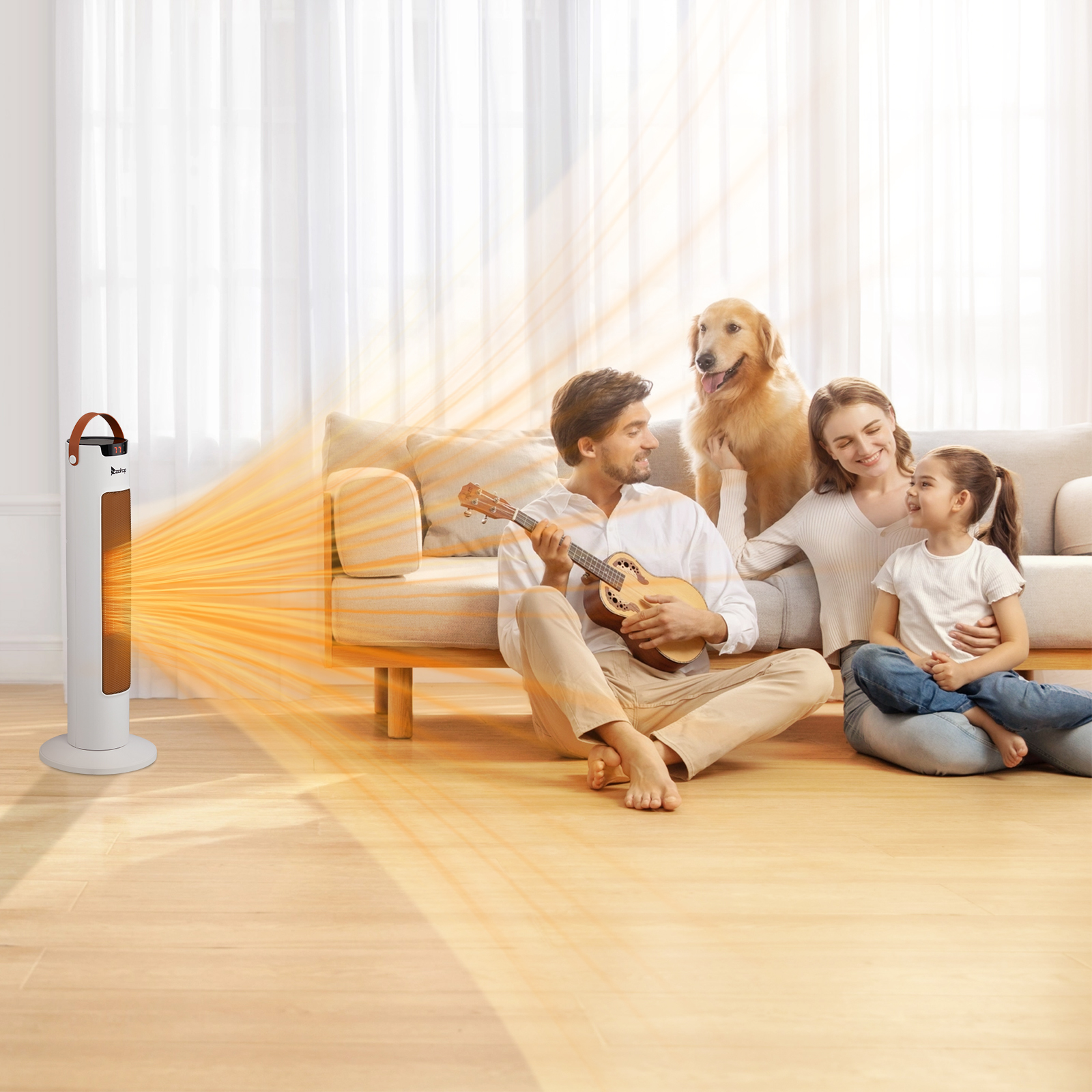 24Inch Tower Space Heater, 1500W Smart Electric Heater With Thermostat, WiFi APP & Remote Control, 60 Degrees Oscillation, 9H Timer, For Indoor Bedroom Office Home, White
