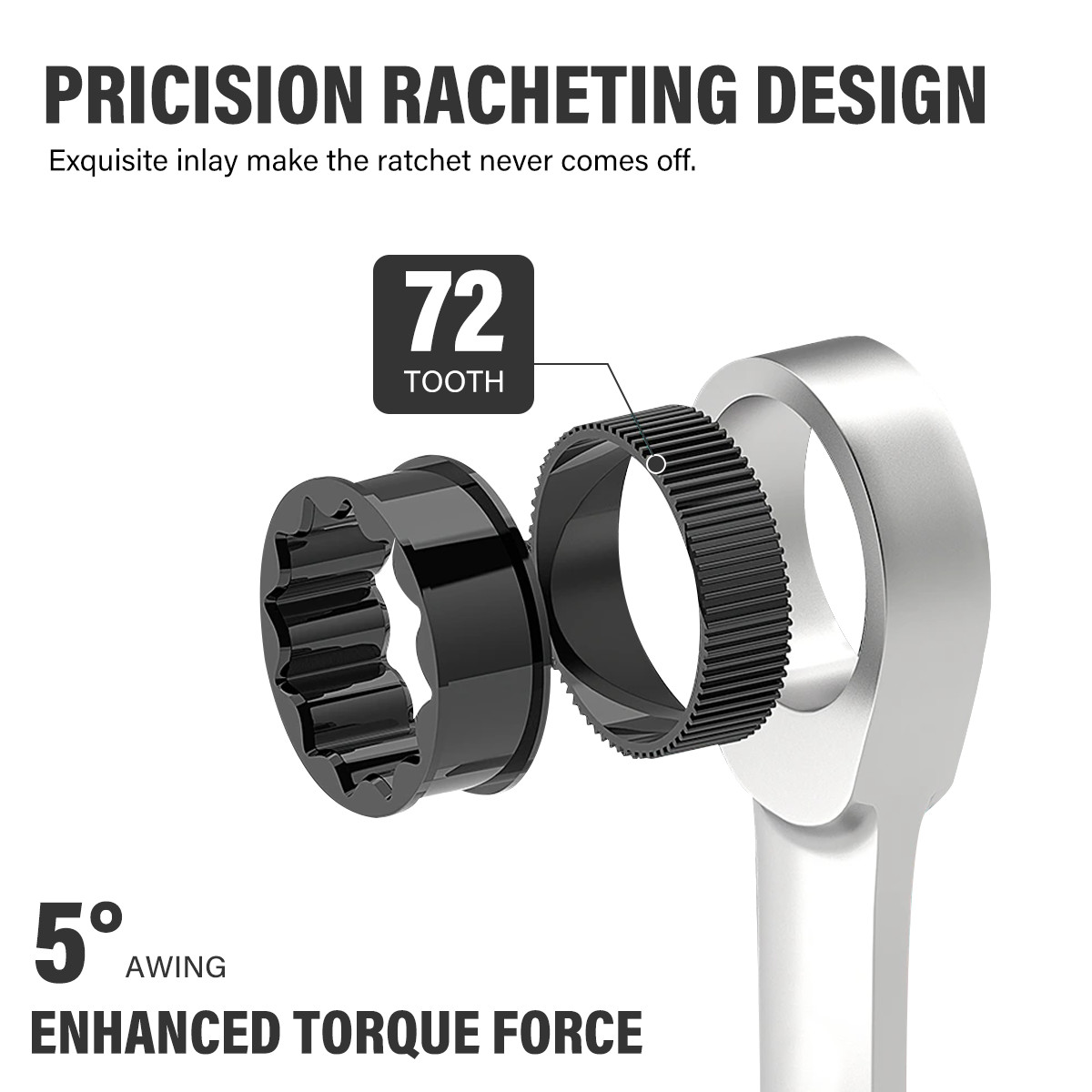 12PCS 72 Tooth Ratchet Spanner Set 8-19MM Fixed Head Combination Wrench Set Tool