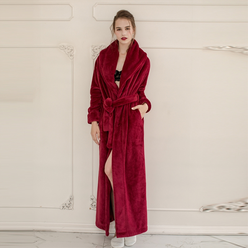 Title 1, Thick Coral Flannel Plus Size Bathrobe Men