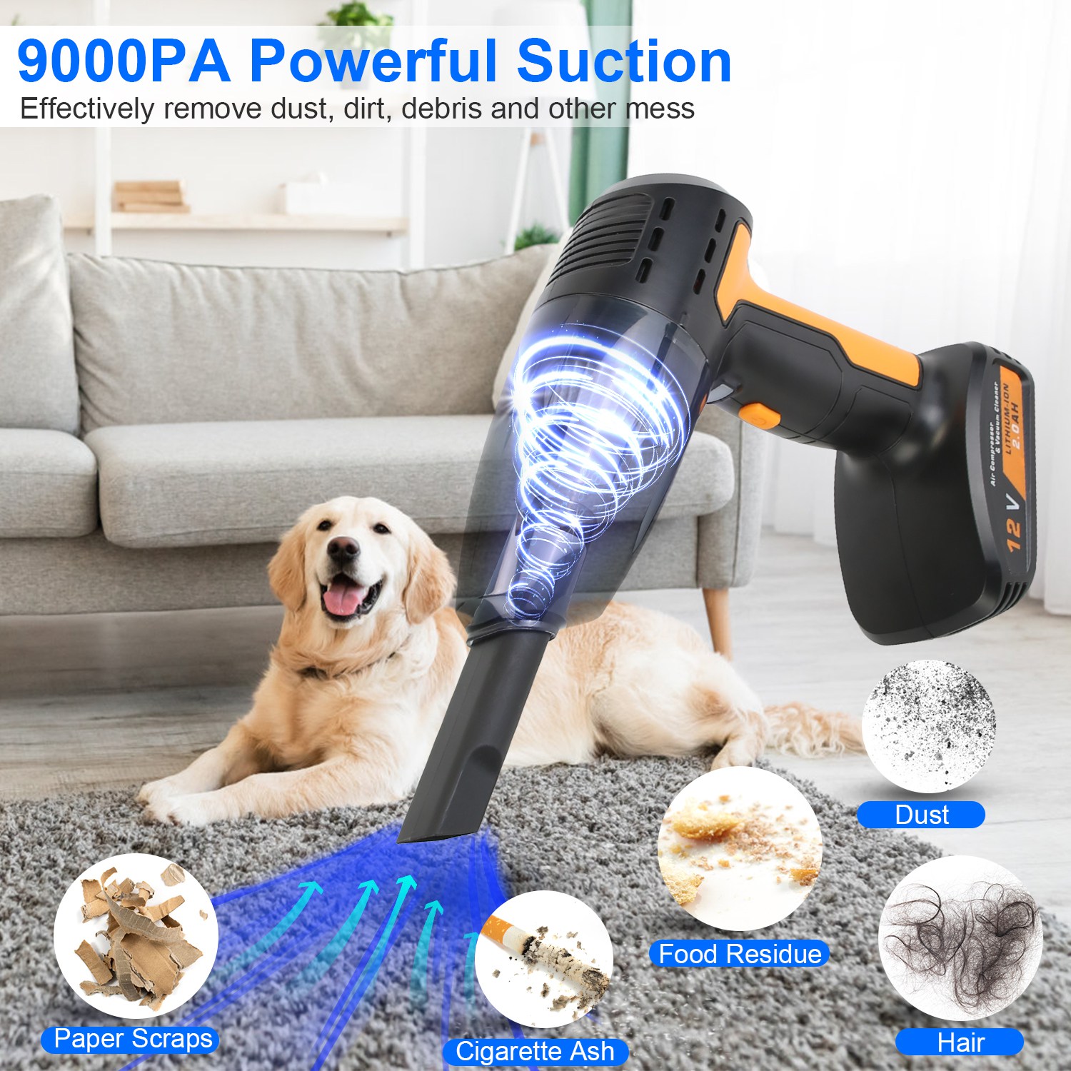 1Pc 4 In 1 Cordless Car Vacuum Cleaner And Tire Inflator With LED Light Digital Display Tire Pressure Gauge 150PSI Rechargeable Air Compressor Pump Essential Car Accessories - Image 9