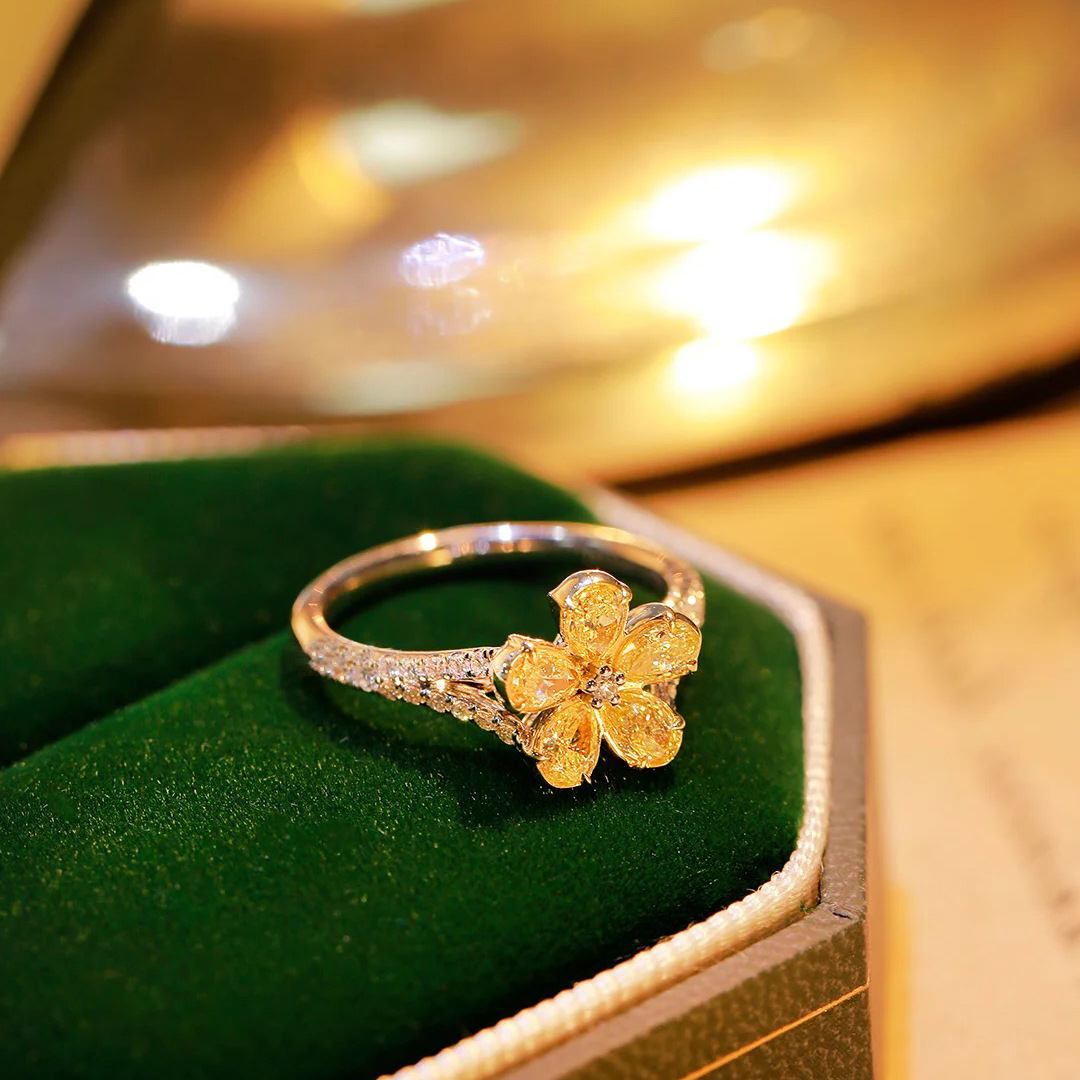 High-quality Color Treasure Ins Five Flower Ring Women's All-match