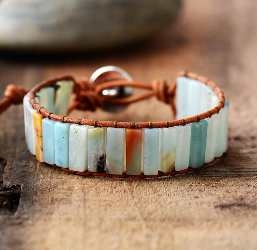 Leather Beaded Link Simple Fashion Wrapped Bracelet