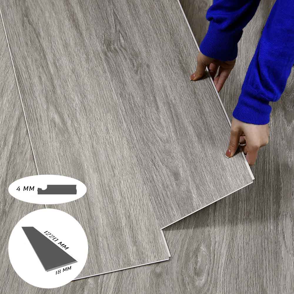 Teakwood Brown-14PCS SPC Floor Tile , Floating, 4.0mm Natural Wood Grain Click — image 9