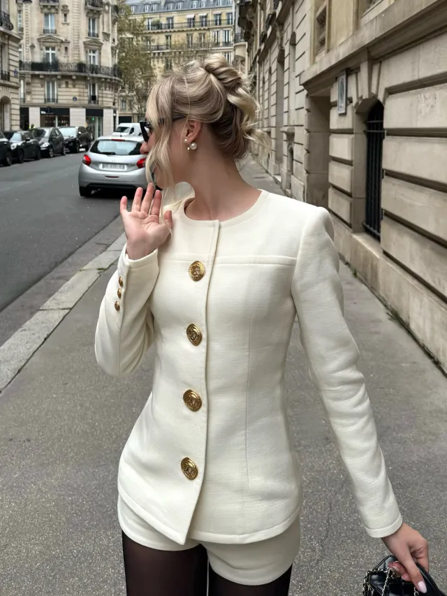Single Breasted White Jacket Shorts Suit White - Shop at LoveMi