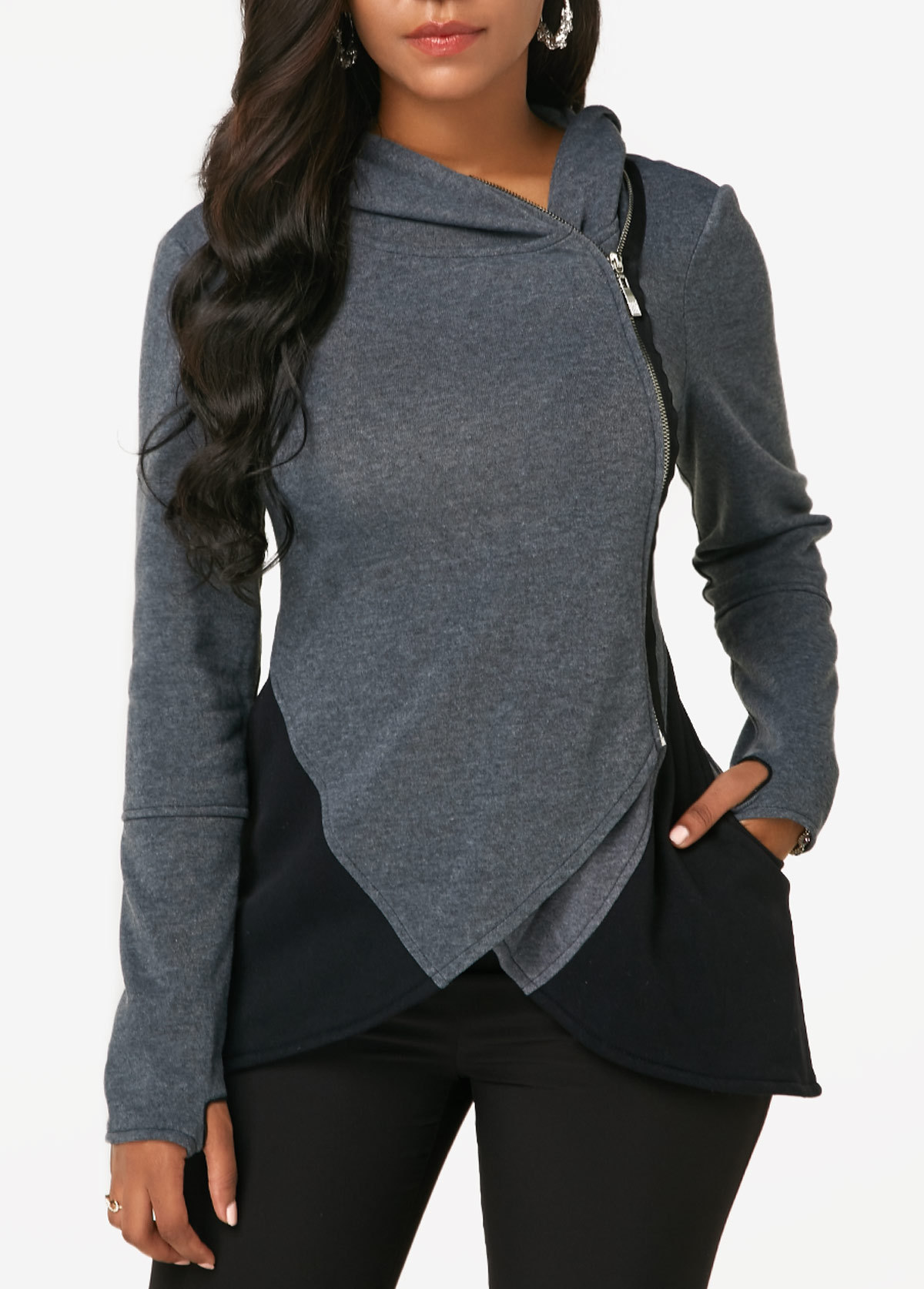 Side Zipper Wholesale Coat Hooded Cross Sweatshirt