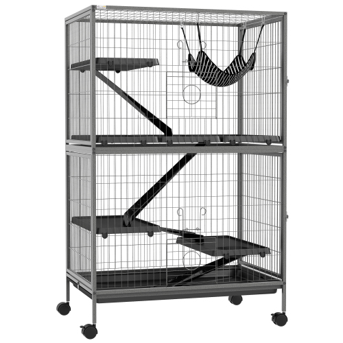 5 Tiers Of Small Animal Cages, Ferret Cages, Large Chinchilla Cages With Hammock Fittings And Heavy Duty Wires Grey - Shop at LoveMi