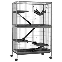 5 Tiers Of Small Animal Cages, Ferret Cages, Large Chinchilla Cages With Hammock Fittings And Heavy Duty Wires - Grey - View 1