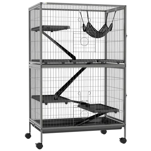 5 Tiers Of Small Animal Cages, Ferret Cages, Large Chinchilla Cages With Hammock Fittings And Heavy Duty Wires Grey - Shop at LoveMi