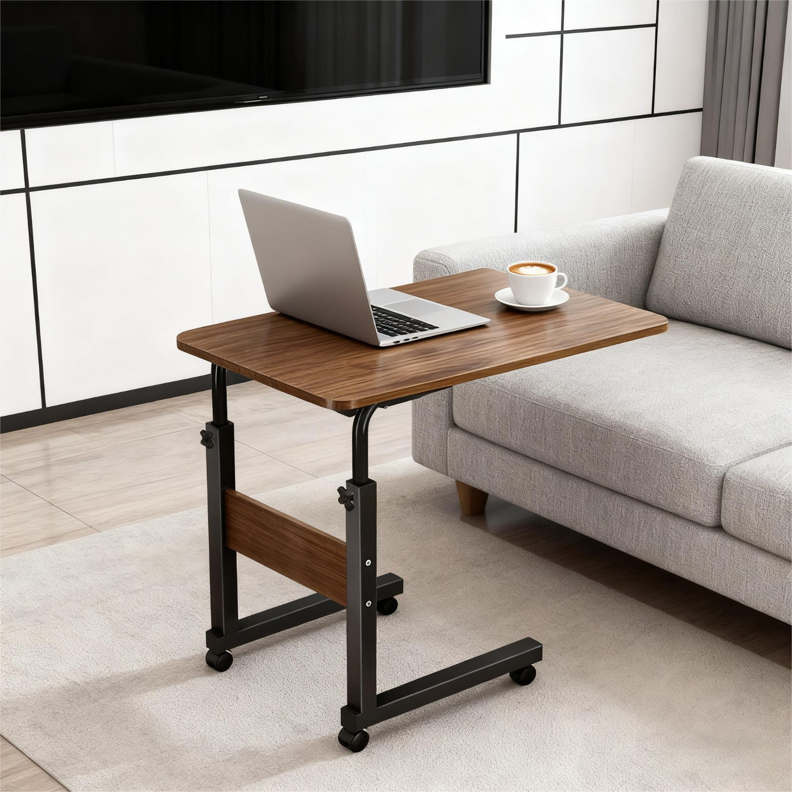 Medical Overbed Bedside Table Adjustable Height With Wheels Hospital Home Desk — image 4