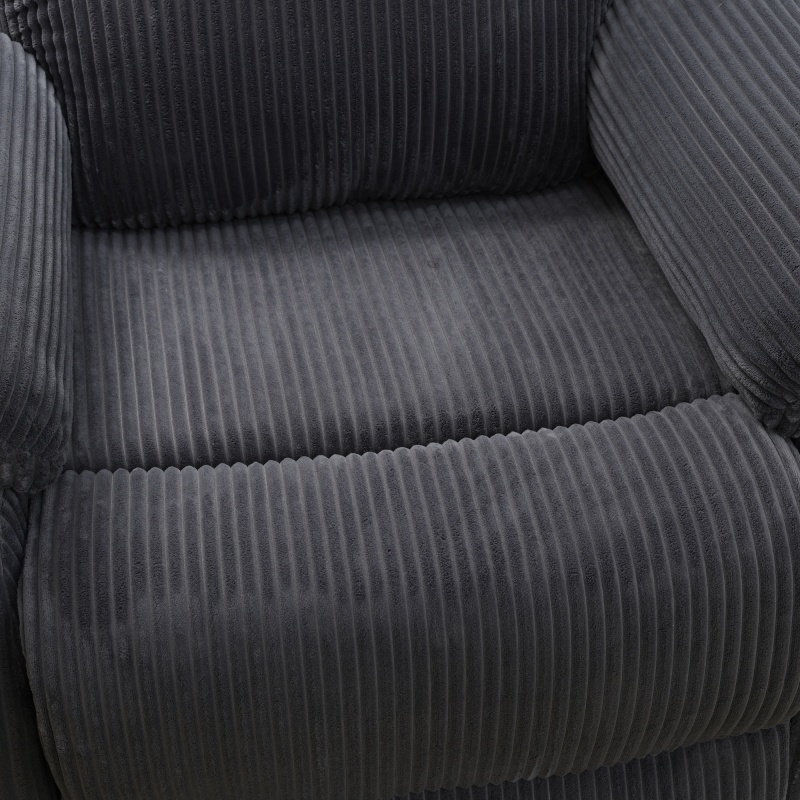 Pickup Only--Dark Grey Corduroy 3-Piece Living Room Recliner Sofa