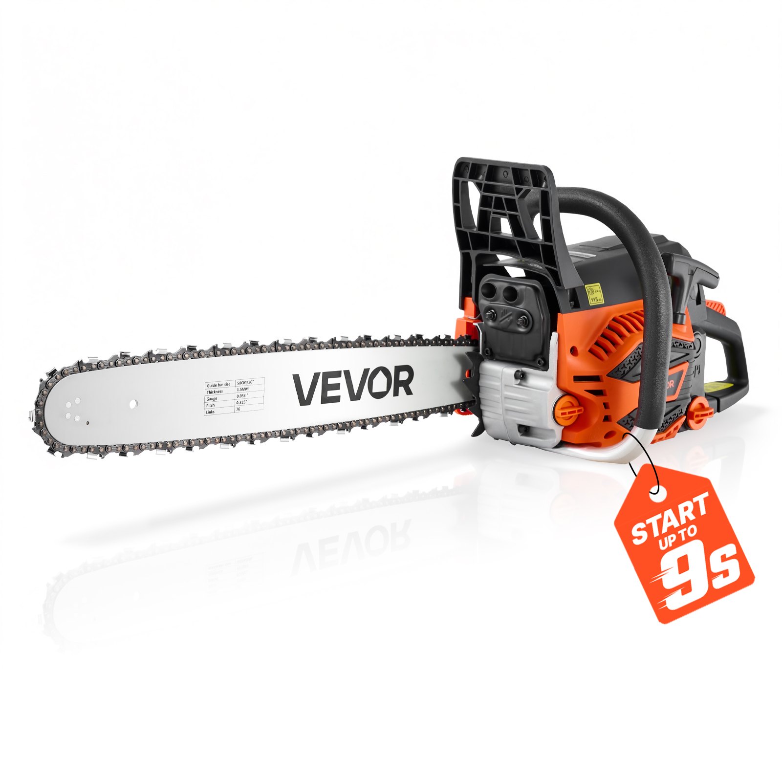 Gas Powered Chainsaw 20 Inch 58CC 3.22HP 2 Stroke Engine Gas Chainsaw, For Wood Cutting, Tree Trimming & Land Clearing, Throttle-Synced Choke, Power Chain Saw With Non-Slip Handle & Dual Tanks image 2