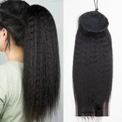 Ladies Bandage Real Hair Ponytail Cornbeard Piece - Natural Color - View 1