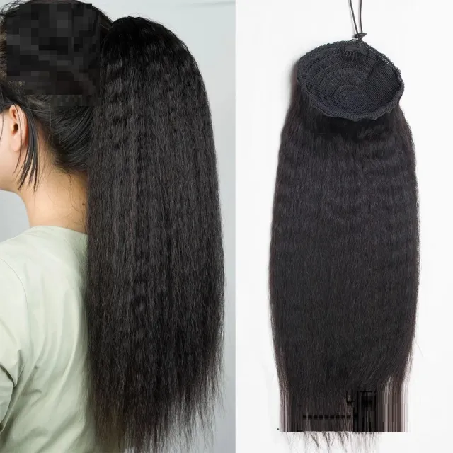Ladies Bandage Real Hair Ponytail Cornbeard Piece Natural Color - Shop at LoveMi
