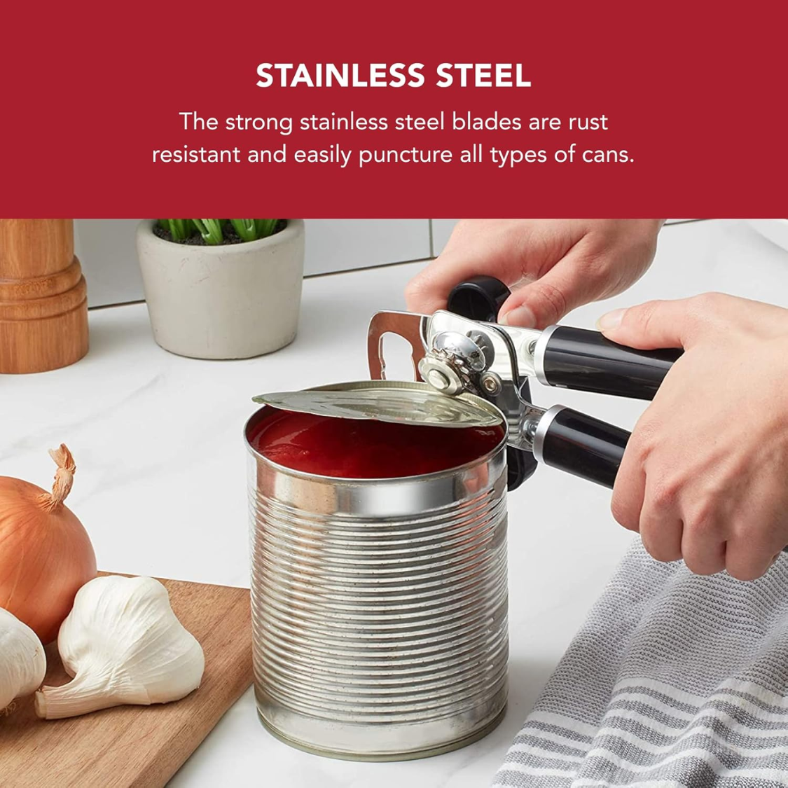 Classic Multifunction Can Opener And Bottle Opener Easy To Use, Razor Sharp Stainless Steel Cutting Wheel, Soft Ergonomic Handles, Black 6