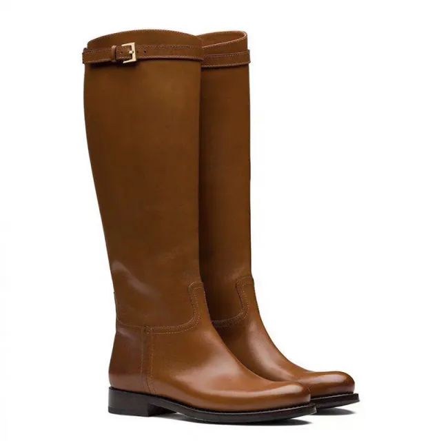 Vintage Round Toe Embossed Casual All Match Flat Boots Brown - Shop at LoveMi