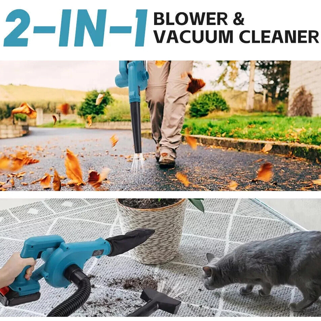Electric Cordless Air Blower 48V Garden Snow Dust Leaf Suction Vacuum 2 Battery — image 9