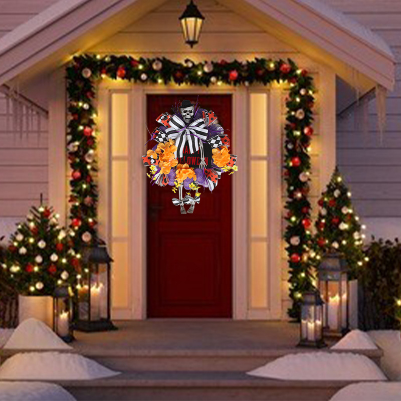 Christmas Pumpkin mus Rattan Wreath Artificial Front Door - Miniatyr 2