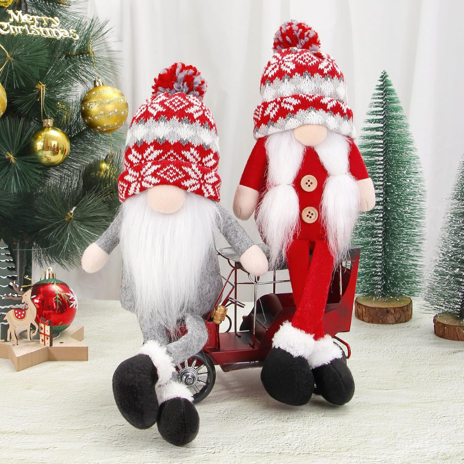 Christmas Gnomes Decorations 2 Pack Handmade Elf Santa Tomte Swedish Gnome Scandinavian Figurine Nordic Gnome Christmas Table Home Ornaments For Holiday Party Gifts 5