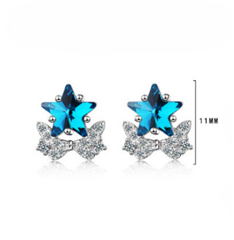 Blue Geometric Five-pointed Star Korean Students Simple And Versatile Artificial Crystal Accessories