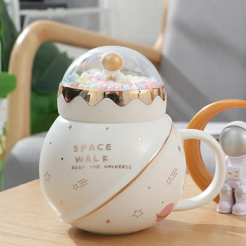 Ins Style Ceramic Couple Mug With Lid Office - White
