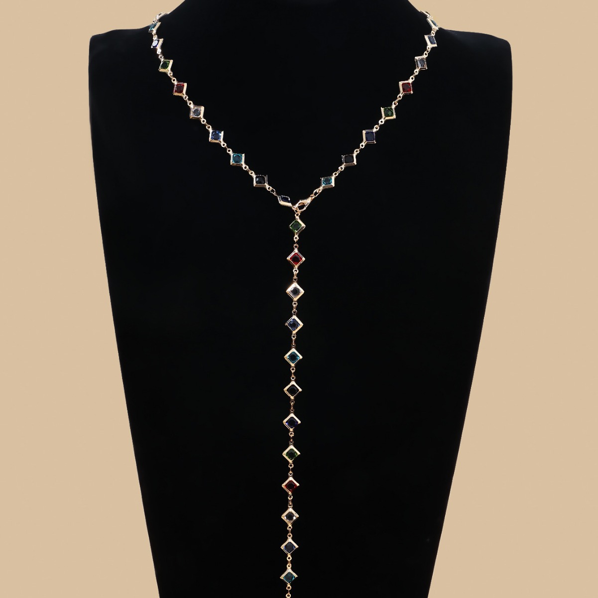 Cross-Border European Fashion Jewelry, Colorful Crystal Chain Necklace, Sweet Tassel Alloy Multi-Layer Clavicle Chain For Women 3