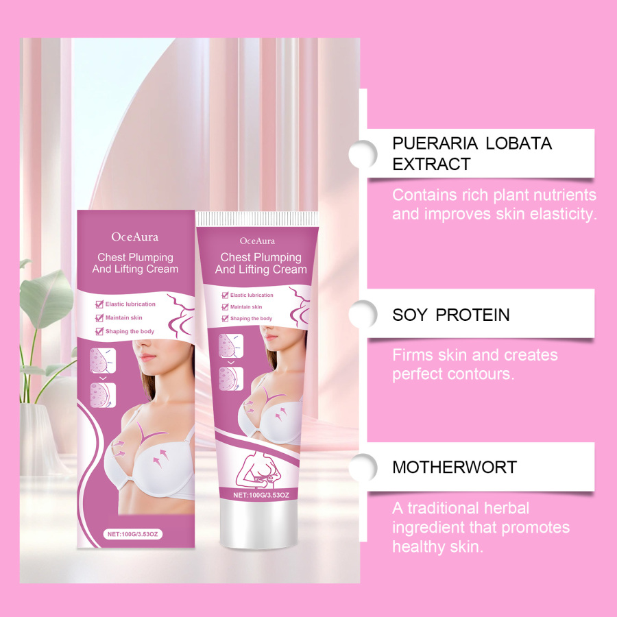 Chest Plumping Lifting Massage Cream, Breast Firming Moisturizing Care Lotion For Women, Deep Hydrating Shaping Bust Cream With Vitamin E & Soy Protein