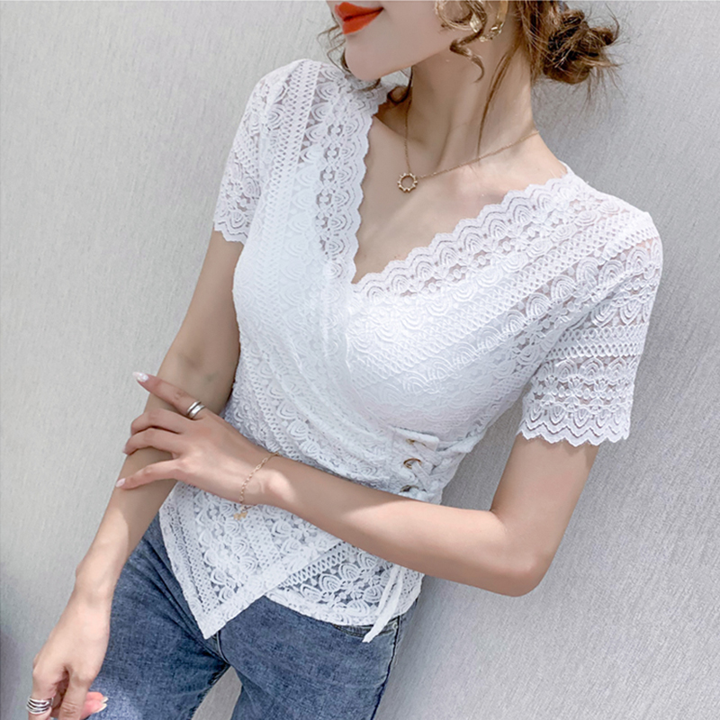 Title 3, Sexy Lace V-neck T-shirt Women