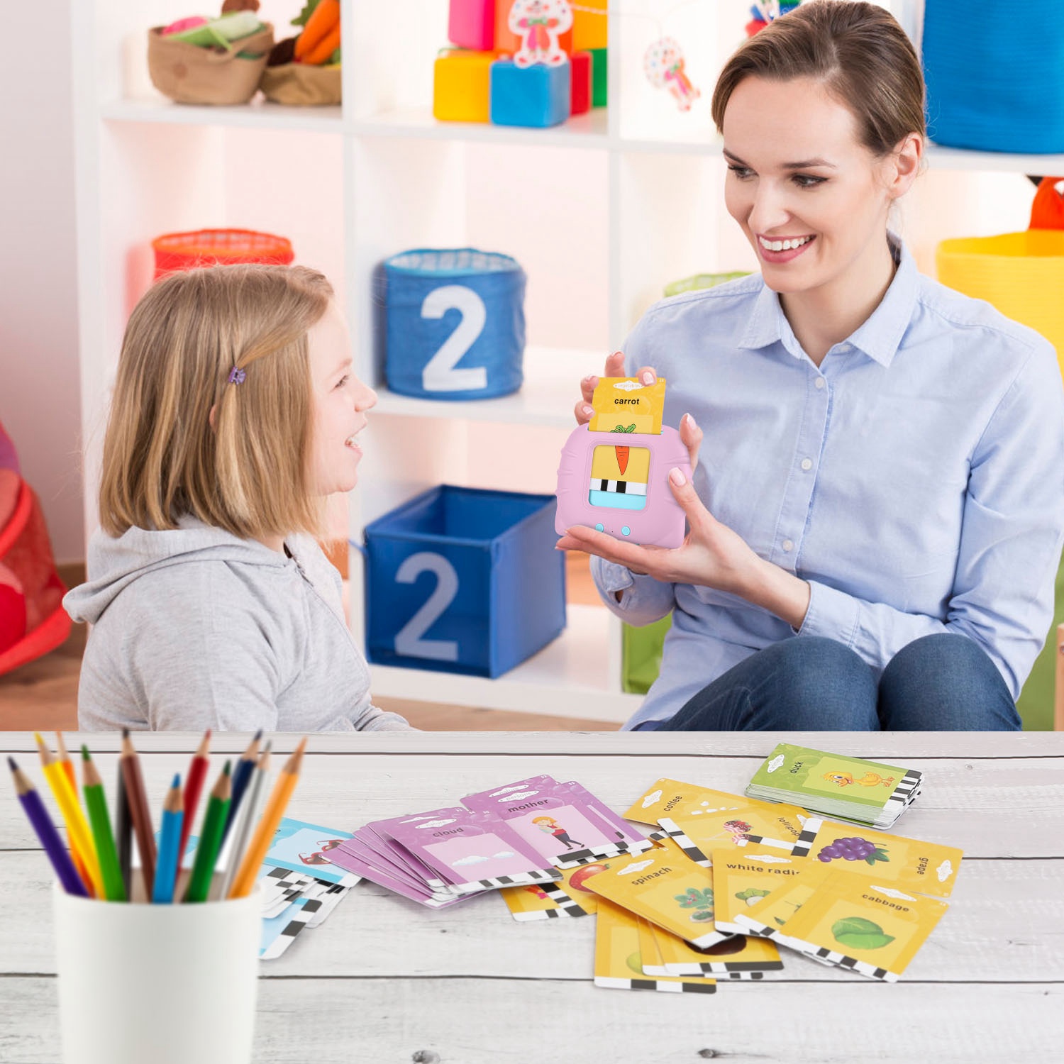 1 Set 224 Words Kid Talking Cards 112 Card Electronic Cognitive Audio Toddler Reading Machine Animal Shape Color Repeated Learning Cards English For Child 1-5 Years Old