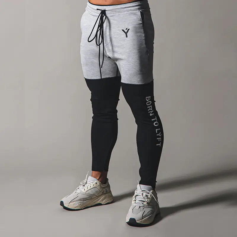 European And American Street Fashion Brand Color Matching Sports Trousers Design Personality Men's Slim Stitching Pants