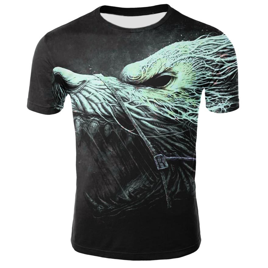 Title 3, Mens Wolf Digital Print T-shirt, European and ...