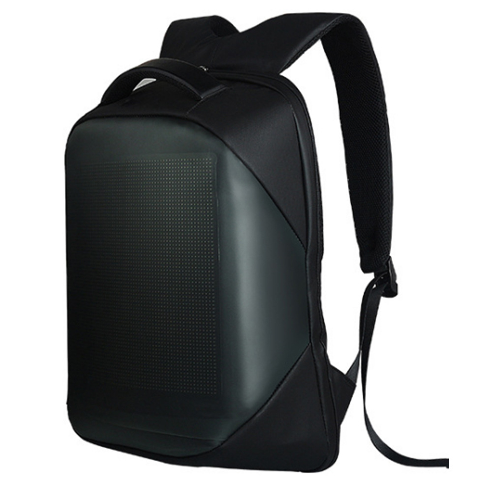 Regular LED Backpack Cycling Double Shoulder Bag DIY Text Animation Polyester Material Hot Sale - Black Bluetooth