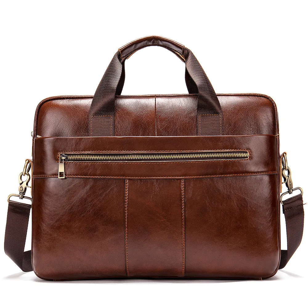 Leather Retro Casual Briefcase Light Business - Coffee