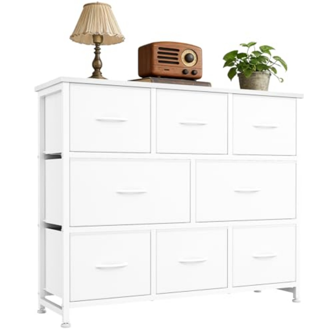 With 8 Fabric Drawers, A Spacious Storage Rack Suitable For A Cloakroom, And A Wooden Tabletop And Frame