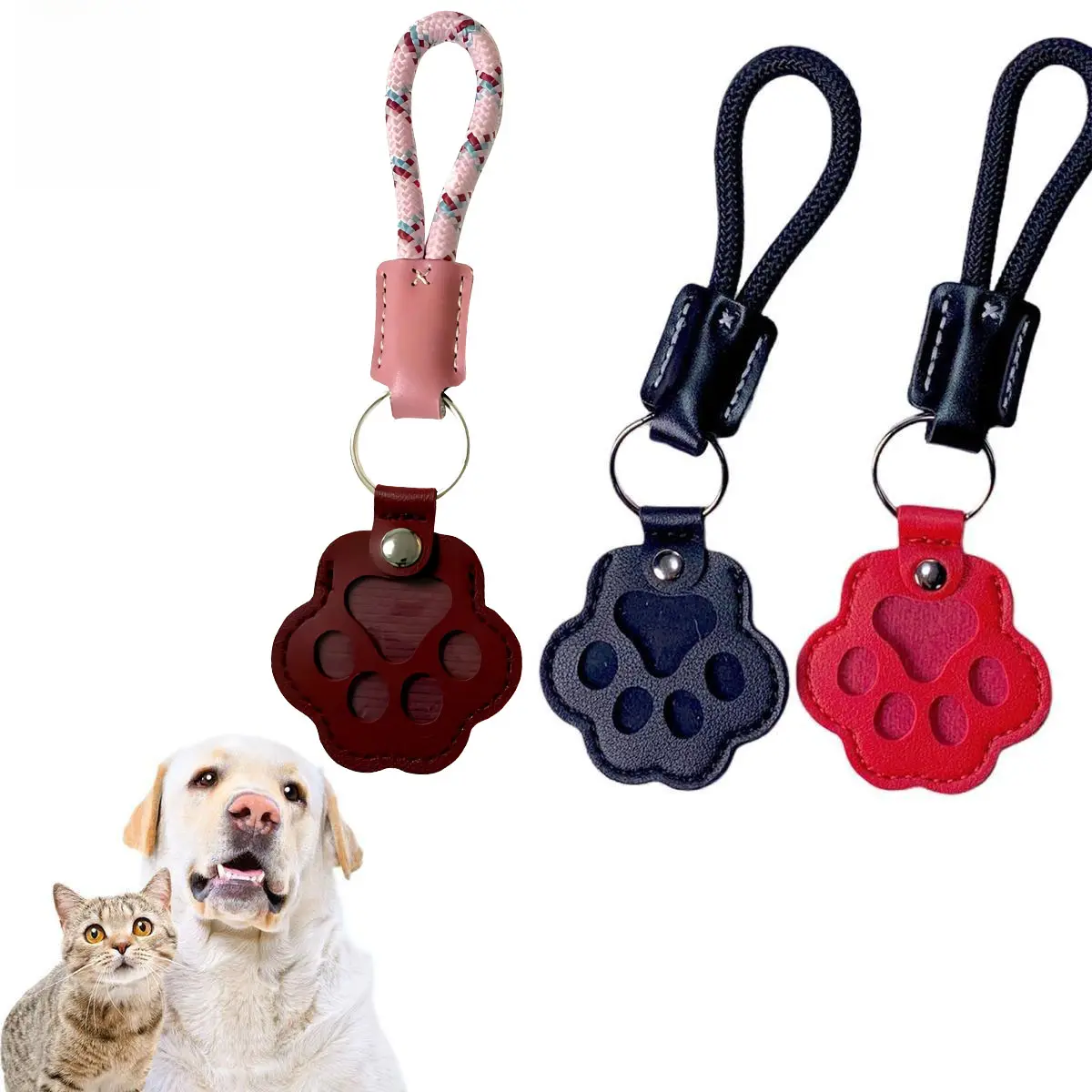 Pet Fur Memory Charm Leather Keychain Keepsake
