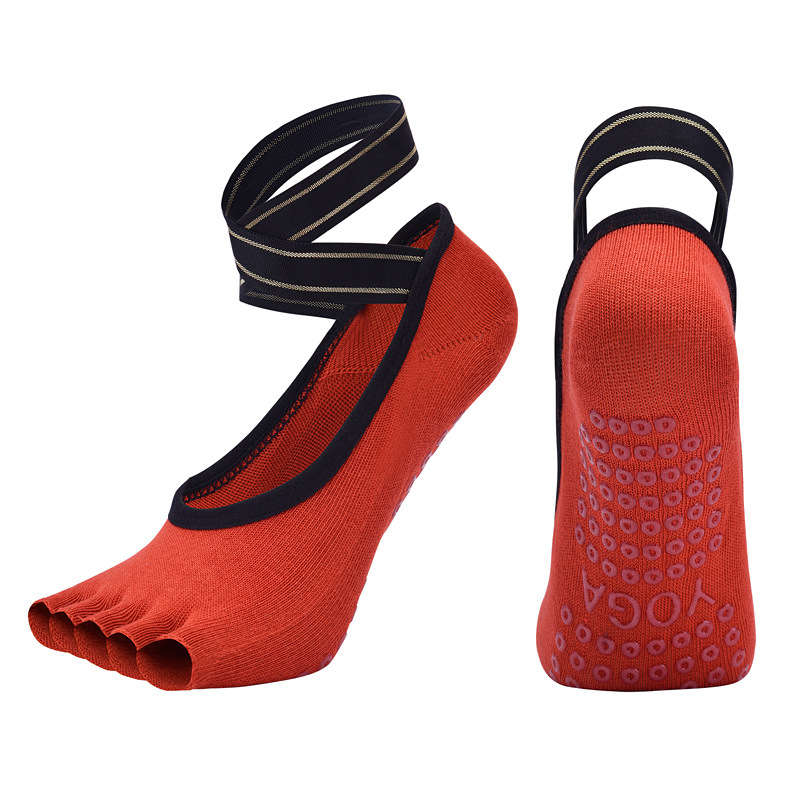 Title 8, Five-finger yoga socks with cross straps combed...