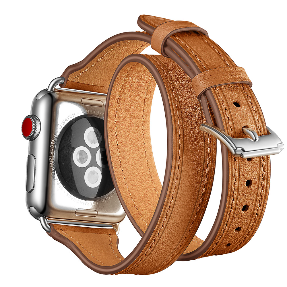 Double loop leather watch strap