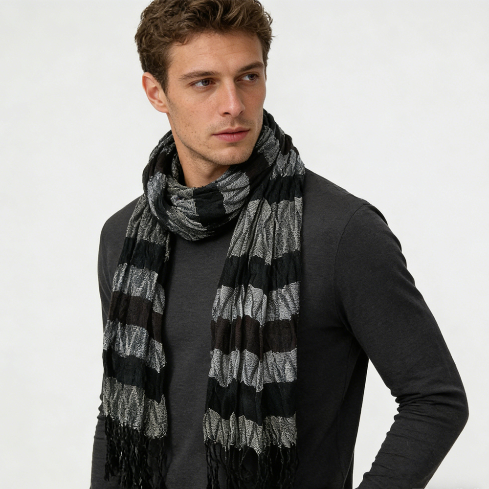 2pcs  Unique Texture Jacquard Pattern,Warm Beige Neutrals Scarf,Versatile Everyday Scarf ,Pairs With All Casual Outfits,Office Appropriate Subtlety For Women Men