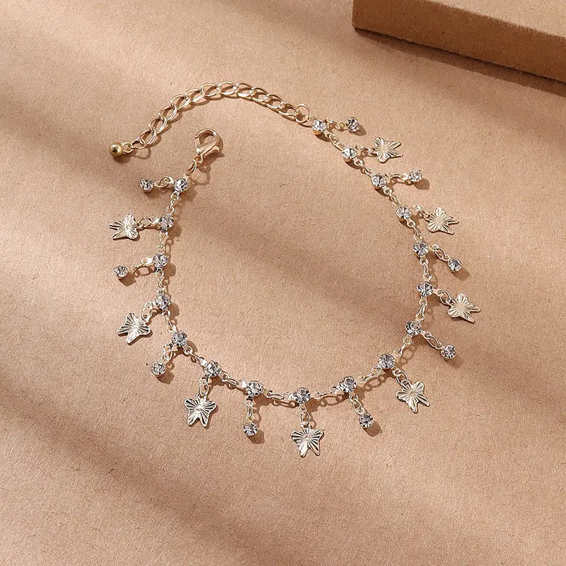 Butterfly Tassel Anklet Colorful Oil Necklace Flowers