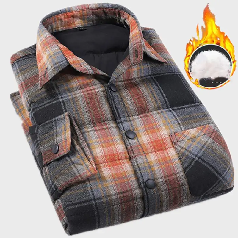 Middle Aged Men's Quilted Warm Shirt Jacket