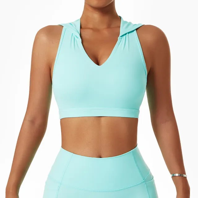 Lulu Nude Yoga Shockproof Back Sports Bra Blue Top - Shop at LoveMi
