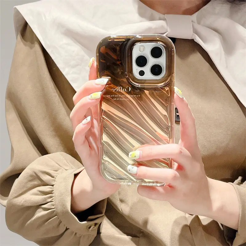 Double Inside Twill Phone Case Water Ripple Coffee