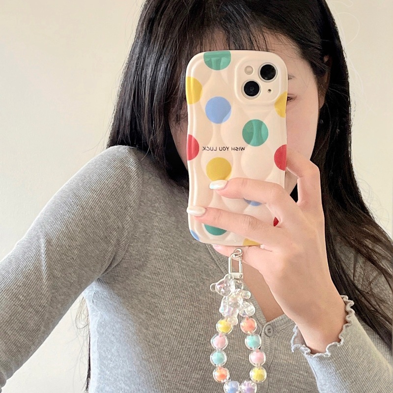 Color Polka Dot Chain Lanyard Phone Case - Image 13