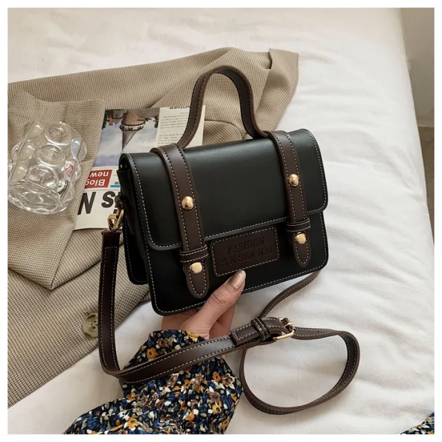 PU One shoulder Diagonal Handbag Black - Shop at LoveMi