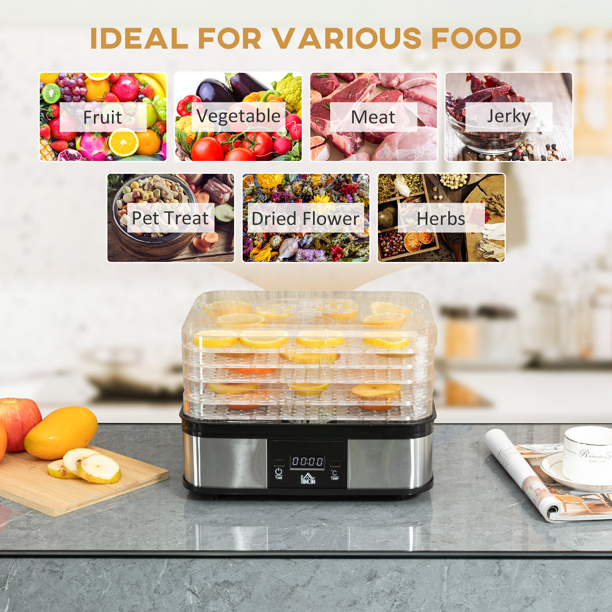 Five Layer Food Dehydrator, 245W Stainless Steel Dryer With Adjustable — image 9