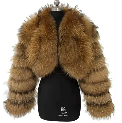 Short Stitching Winter Warm All matching Top Jacket Raccoon Fur - Shop at LoveMi