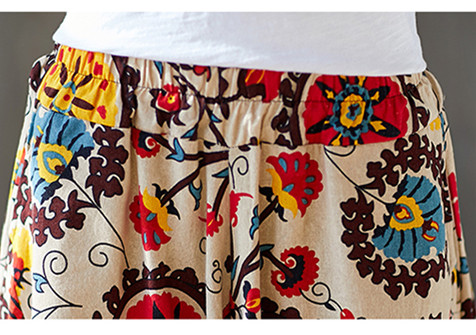 Title 13, Damen-Bloomers aus Baumwollleinen mit Ethno-Print