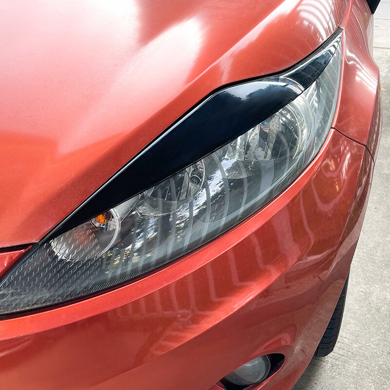 2x Eyebrows Trim Cover For Ford Fiesta MK7 2008  2012 Headlight Lids Gloss Black